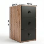 Wooden Filing Cabinet with 3 Drawers, Office File Storage Cabinet, Compact Document
