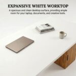 Computer Desk with Storage Cabinet & Drawers, Engineered Wood Study Table with White