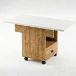 Foldable Dining Table with Storage and Wheels, Drop Leaf, 2 Seater, Engineered Wood,