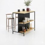 Bar Table High Top Pub Table with Folding Wine Rack Counter Height Bistro for Kitchen