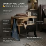 Modern Bedside Table with Drawer & Open Shelf, Wooden Top with Metal Frame, Compact