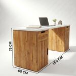Computer Desk with Storage Cabinet & Drawers, Engineered Wood Study Table with White