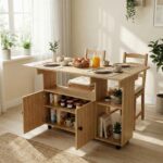 Folding Dining Table for Home for 4 Seater Space-Saving Wooden Folding Dining Table with