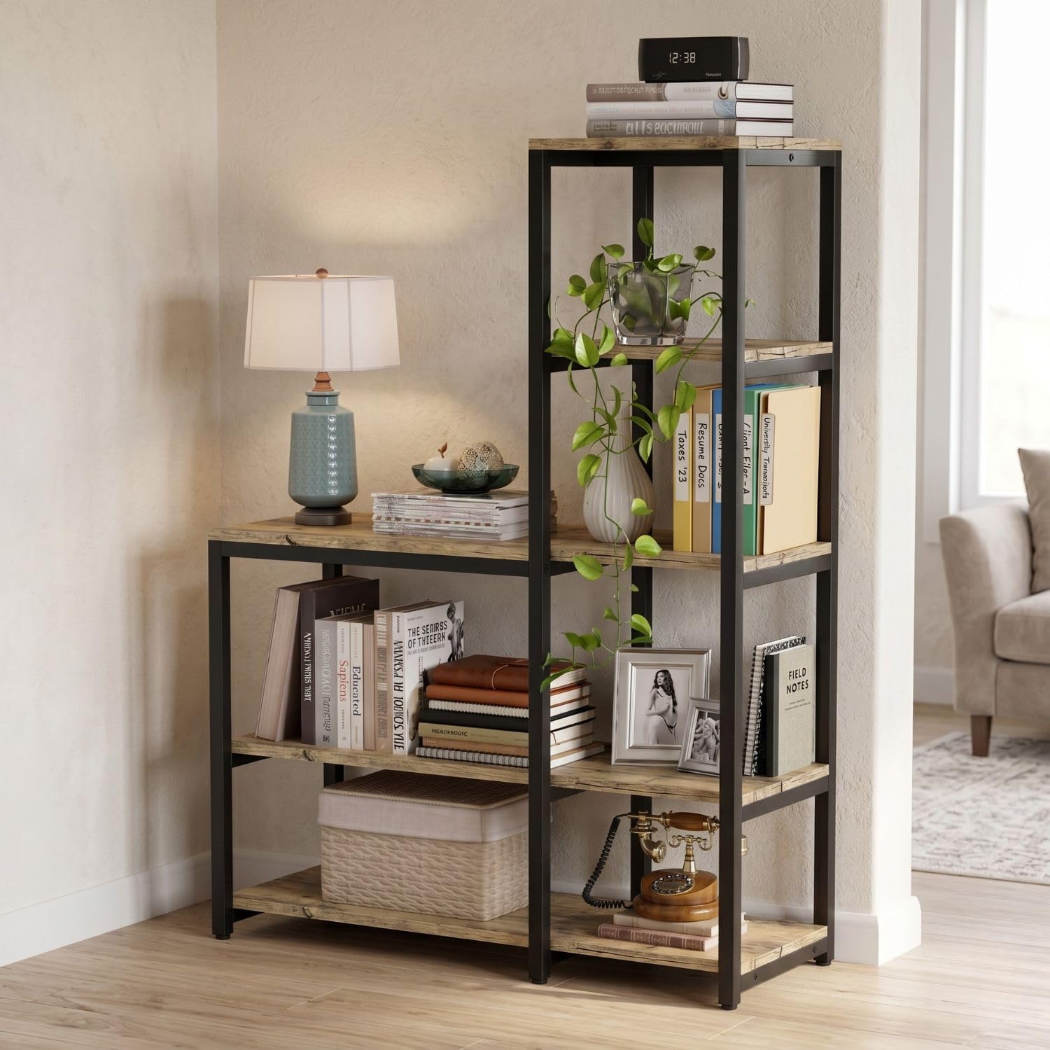 Engineered Wood 8-Tier Bookshelf