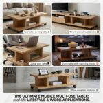 T Shape Center Table with Wheels