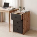 Wooden Filing Cabinet with 3 Drawers, Office File Storage Cabinet, Compact Document