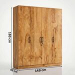 Kavisto 4 Door Wooden Wardrobe for Bedroom, Large Clothes Storage Cabinet with Hanging