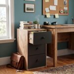 Wooden Filing Cabinet with 3 Drawers, Office File Storage Cabinet, Compact Document