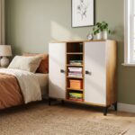 Book Shelf Engineered Wood Bookshelf with 2 Door Cabinet & 5 Open Storage Shelves