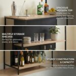 Bar Table High Top Pub Table with Folding Wine Rack Counter Height Bistro for Kitchen