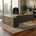Executive L-Shaped Office Desk with Storage Cabinet