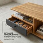 Modern Coffee Table with Storage Drawer & Open Shelves