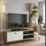 tv Unit for Living Room 43 inch with Storage & Display Shelves Wooden