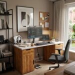 Computer Desk with Storage Cabinet & Drawers, Engineered Wood Study Table with White