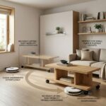 T Shape Center Table with Wheels