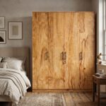 Kavisto 4 Door Wooden Wardrobe for Bedroom, Large Clothes Storage Cabinet with Hanging
