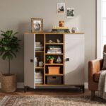 Book Shelf Engineered Wood Bookshelf with 2 Door Cabinet & 5 Open Storage Shelves