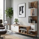 tv Unit for Living Room 43 inch with Storage & Display Shelves Wooden