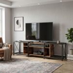 TV Stand I Upto 205 CM I 3-Tier TV Console Table with Storage Shelves, for Living Room,