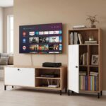 TV Unit for Living Room with Storage Cabinet, 140 cm Wooden TV Stand & 120 cm Side