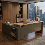 Executive L-Shaped Office Desk with Storage Cabinet
