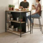 Bar Table High Top Pub Table with Folding Wine Rack Counter Height Bistro for Kitchen
