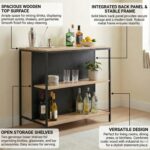 Bar Table High Top Pub Table with Folding Wine Rack Counter Height Bistro for Kitchen