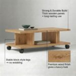 T Shape Center Table with Wheels