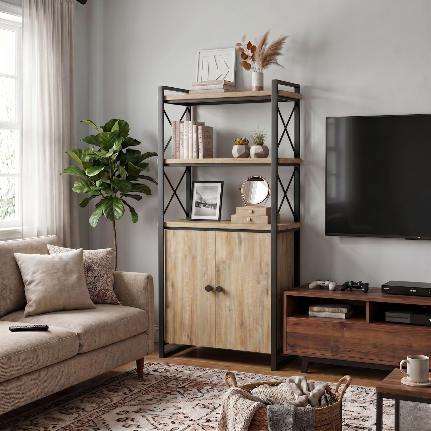 Zenora Wooden Sideboard with Book Shelf with DELIVERY Warranty
