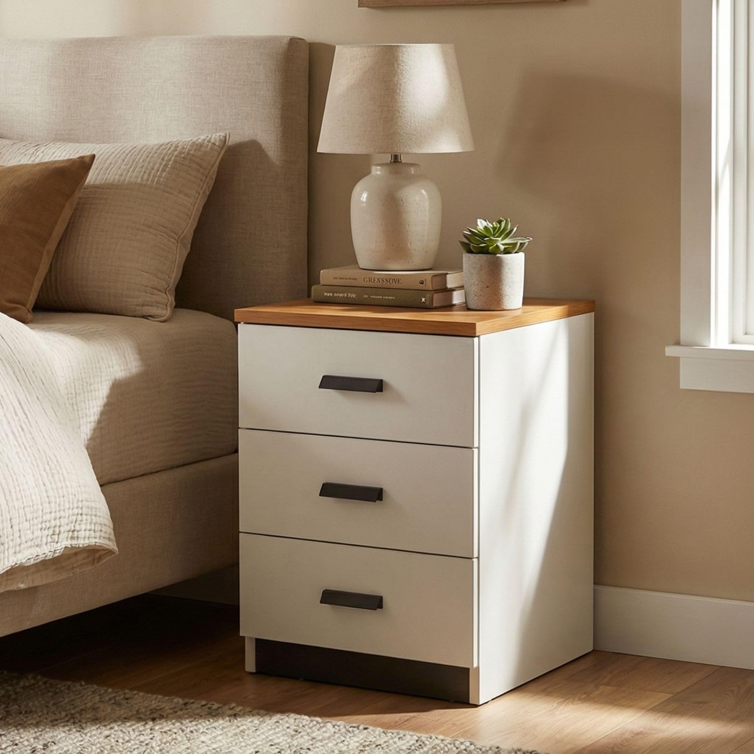 Bedside Table with Drawers