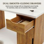 Computer Desk with Storage Cabinet & Drawers, Engineered Wood Study Table with White
