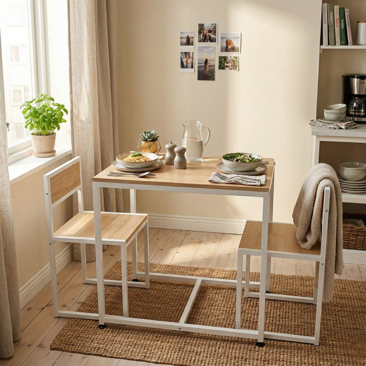 2 Seater Dining Table Set for Home, Compact Space Saving Dining Table with 2 Chairs,