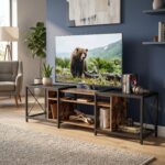 TV Stand I Upto 205 CM I 3-Tier TV Console Table with Storage Shelves, for Living Room,