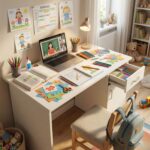 Study Table for Home Wooden Computer Table – Study Desk for Students & Adults, Writing