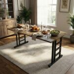 Dining Table, Engineered Wood, Forest Finish, 200x70x75 cm, Modern Rectangular Design
