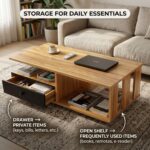 Modern Coffee Table with Storage Drawer & Open Shelves