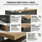 Executive L-Shaped Office Desk with Storage Cabinet