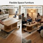 T Shape Center Table with Wheels