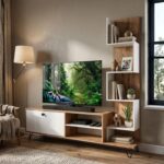 tv Unit for Living Room 43 inch with Storage & Display Shelves Wooden